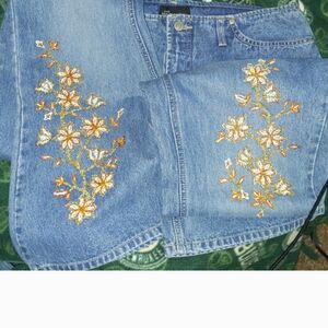Y2K Flare Jeans with Floral Embroidery